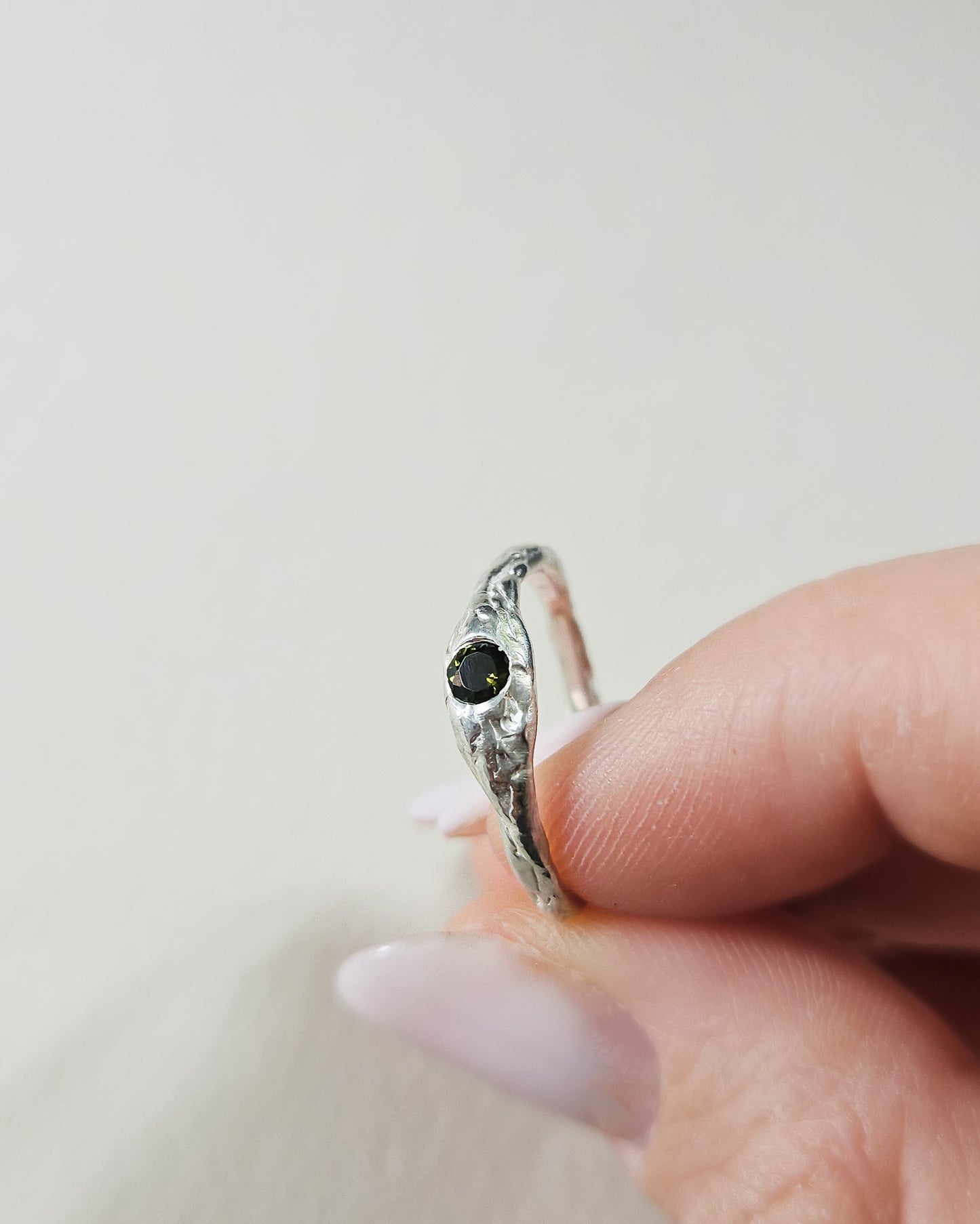 Lidia ring with dark green tourmaline