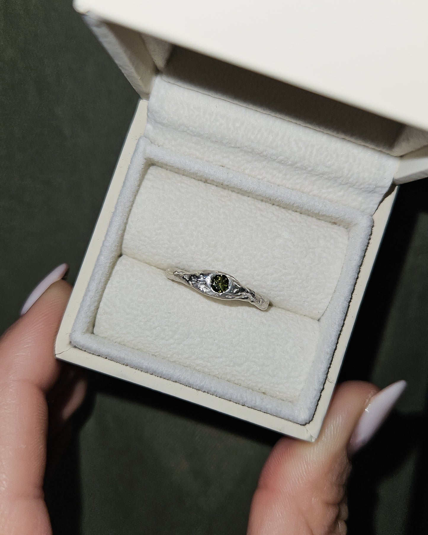 Lidia ring with dark green tourmaline