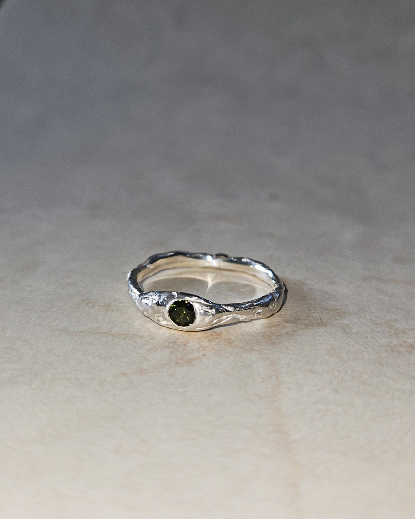 Lidia ring with dark green tourmaline