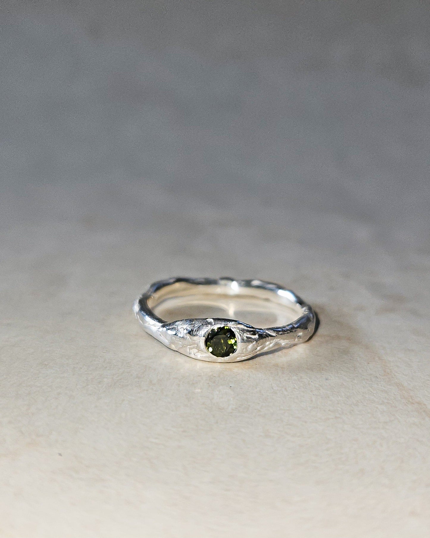 Lidia ring with dark green tourmaline