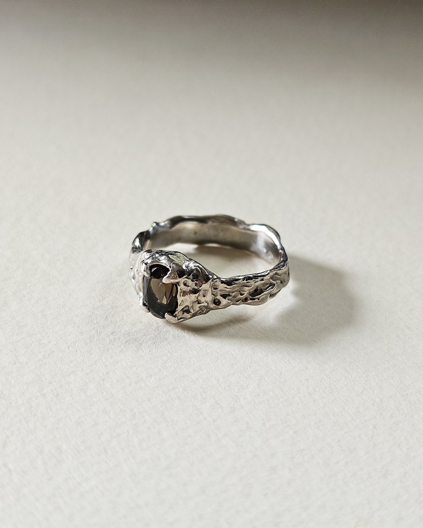 Rustic Ring with Smoke Quartz