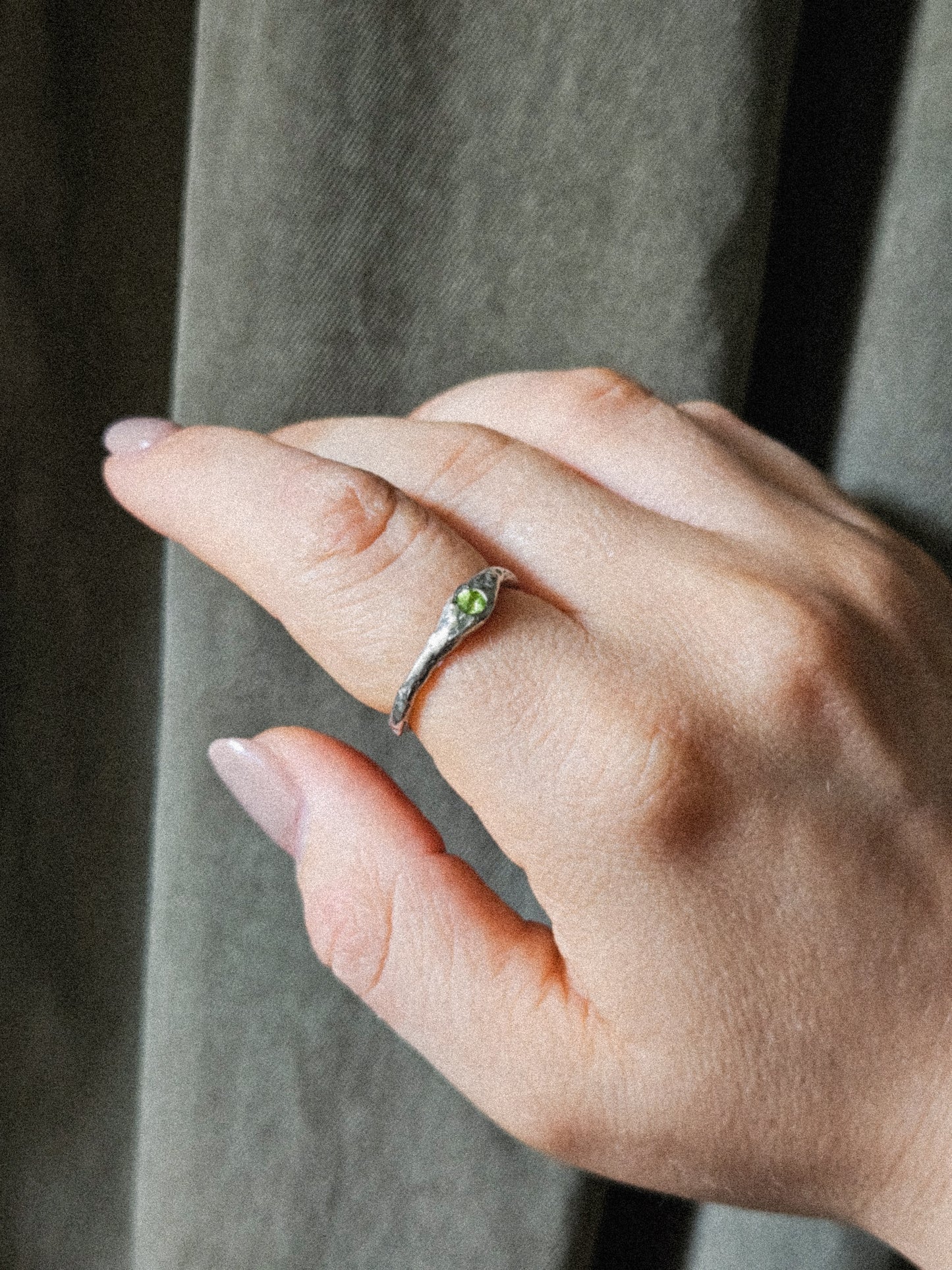 Lidia ring with green peridot