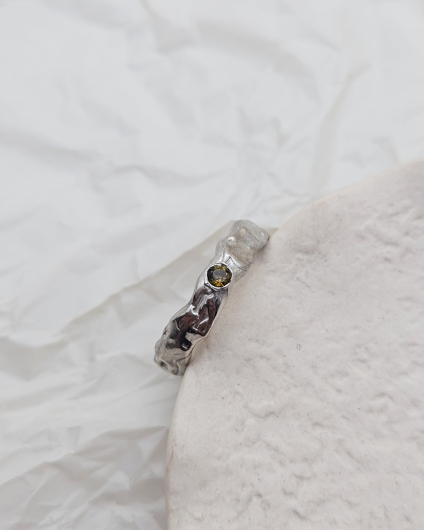 Melted ring with tourmaline