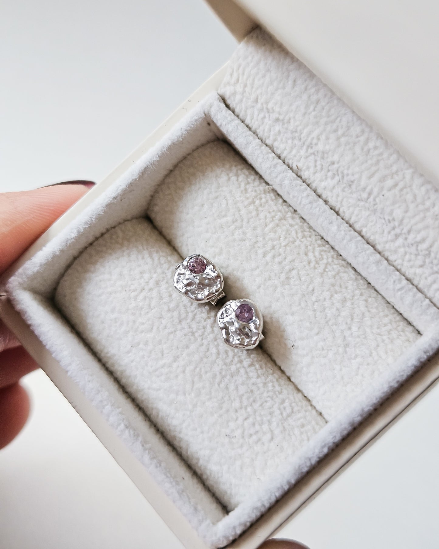 Strata earrings with light pink sapphire